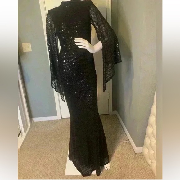 Miss ORD Plus Mermaid Black Sequin Evening Dress Size Large - Picture 2 of 12